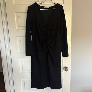 Zara Black 3/4 Sleeve Dress with Ruched Detail
